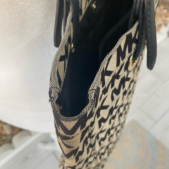 Michael Michael Kors jet set North South canvas tote beige black - Picture 2 of 9